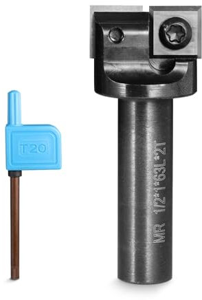 Genmitsu CNC Spoil Board Surfacing Router Bit, 1/2 Shank 1 Cutting Diameter 2 Wing, CNC Milling Machine Slab Flattening Router Bit, Carbide Insert Wood Planer Bit for Woodworking Carving, 2BRBE01A