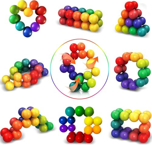 COMVASTARS 3D Puzzleball Sensorisches Spielzeug für Büro-Schreibtisch - Knobelspiele zum Abbau von Stress - All-in-One-Anti-Stress-Spielzeug aus 20 Kugeln - Form Nach Belieben änderbar (Farbe)
