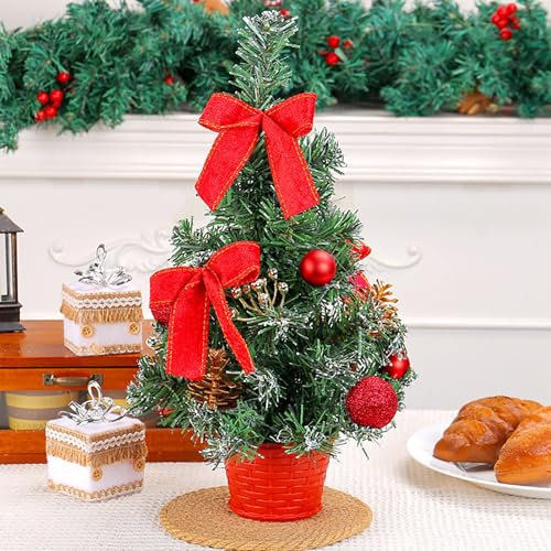 Albero di Natale in vaso, simulazione di Natale, albero di Natale, decorazione per bonsai da scrivania AMQ333 (rosso, 8 x 40 cm)