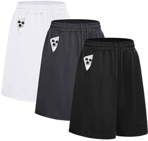 DDOBB Sporthose Herren Kurz 3er Pack Shorts Gym Mit Taschen Laufhose Herren Sommer Kordelzug Basketball Trainingshose