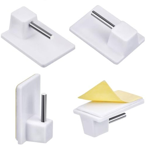 Lot de 20 crochets autocollants pour fenêtre - Pour tringles à rideaux - Blanc (coins carrés)