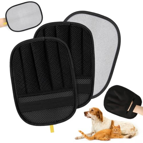 Montrestar 2er Set Tierhaarentferner Handschuh, Fell Magnet Handschuh, Katzenhaarentferner Handschuh, doppelseitig, Anti Statik, wiederverwendbar, für Kleidung, Sofa, Autositz, Bürsten, Fellpflege