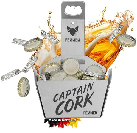 FENNEK Captain Cork | Flaschenöffner mit Korb | perfekt für jede Outdoor-Küche, Bar, Werkstatt und jeden Party-Keller | aus Edelstahl | Made in Germany