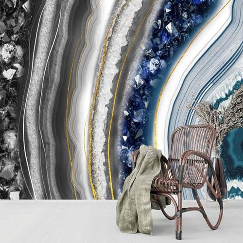 XLMING Marmor Onyx Scheibe Diamanten Abstrakte Linie 3D Dekorative Tapete Speisesaal Arbeitszimmer Wohnzimmer Schlafzimmer Sofa TV Wand-400cm×280cm