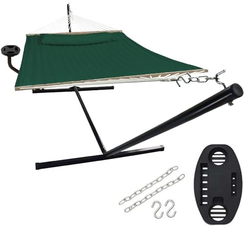 VITA5 Hamaca con Estructura y Mesa – Hamaca Exterior para el jardín, la Piscina y el balcón – Hamacas generosas para 2 Personas – Hamaca Doble con Soporte y Mesa Auxiliar – Capacidad de Carga 200 kg