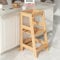 Alavya Home® NEO Lernturm ab 1 Jahr | Hocker Küchenhelfer, Kippschutz aus Buchenholz bis 70 kg belastbar Höhenverstellbar | Learning Tower 3 Level | Lernturm Montessori für Kinder - (Natur)