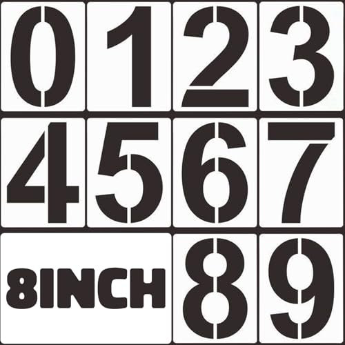 Guyode 10 Pièces Pochoir Chiffre, Réutilisables Pochoir Nombre Maison Plastique Pochoirs à Chiffres, Pochoirs de Peinture Grand Gabarit de 20 cm, pour Peinture Graffiti Mur et Marquage au Sol de 0 à 9