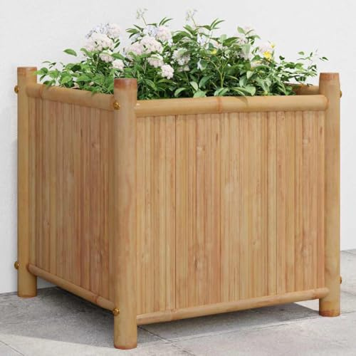 CKioict Pflanzkübel pflanztopf Outdoor blumenkübel Outdoor for Außen Innen 40x40x40 cm Bambus
