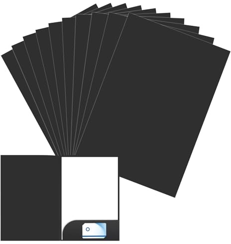 10 Stück Dokumentenmappe A4 Pappe mit Tasche, Kraftpapier Dokumentenmappe Mappe A4, Schwarze Ordner mit Visitenkartenschlitz, Präsentationsmappe Angebotsmappe für Schule, Uni, Projekt, Business