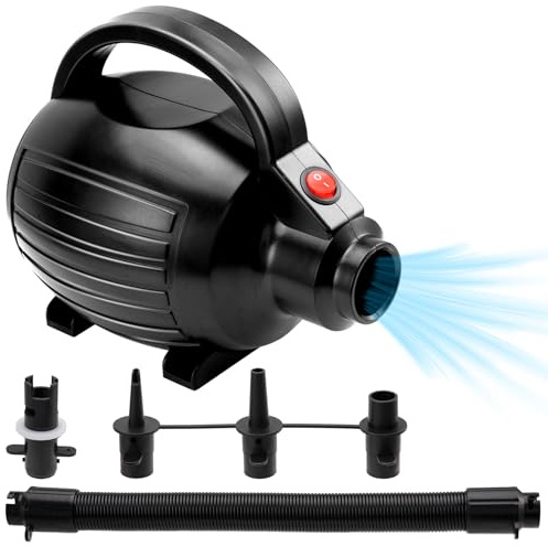 SportBob Pompa Gonfiatore Elettrica Portatile 600W con 4 Ugelli per Gonfiare/Sgonfiare, per Materassi Ad Aria, Gommoni, Salvagenti, Palle Yoga, Piscine Gonfiabili | Alimentazione AC 220-240V