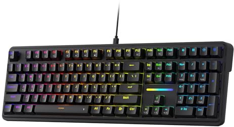 Redragon K745 Wired Gasket RGB Gaming Keyboard, 108 Keys Mechanical Keyboard w/Extra 4 Hotkeys, Upgraded Hot-swappable Socket, 5-Layer Noise Dampening, Creamy & Thocky Custom Linear Switch | Dedicated Shortcut Keys for Mute, Calc & Desktop, Cushioned 5-Layer Dampening for Creamy Thocky Sound, Programmable Software