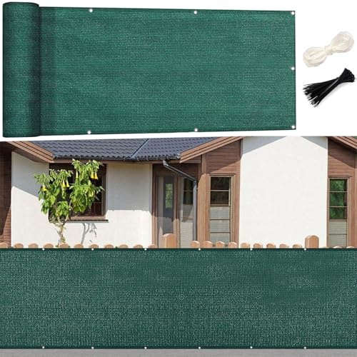 LIUNADM Frangivisto Balcone 120 x 830 cm Anti-UV Antivento HDPE Breathable Recinzione Copri Ringhiera Balconi con Occhielli Fascetta Corda per Giardino Terrazza Esterno, Verde Scuro