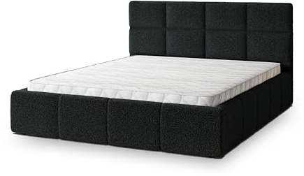 Masseno Polsterbett Como Q 120x200 cm, Doppelbett, Bettkasten, Stauraum, Lattenrost Und Kopfteil - Schwarz, Quelle 100