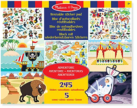 Melissa & Doug Wiederverwendbare Stickerbücher Abendteuer | Reiseaktivitäten für Kleinkinder | Wiederverwendbare Sticker ideal für unterwegs im Auto oder Flugzeug |Kinderbücher Alter 3-4 Jahre
