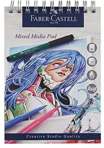 Faber-Castell Creative Studio Mischtechnik Pad, A5 250 g / m² Pad mit 30 Blatt
