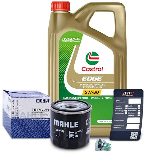 1x Ölwechsel Set - MAHLE ÖLFILTER + 5 L CASTROL EDGE TITANIUM FST 5W-30 LL