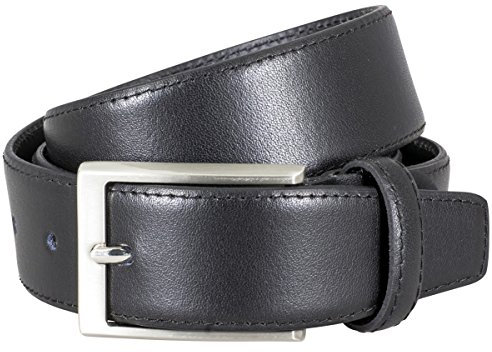 Gürtel Herren Ledergürtel Herren Gürtel Herren, Rindledergürtel XL bombiert, in 3 Farben, schwarz / mogano / weiss, Größe / Size:Bundweite 100 cm Gesamtlänge 115 cm W 39.4 LL, Farbe / Color:schwarz