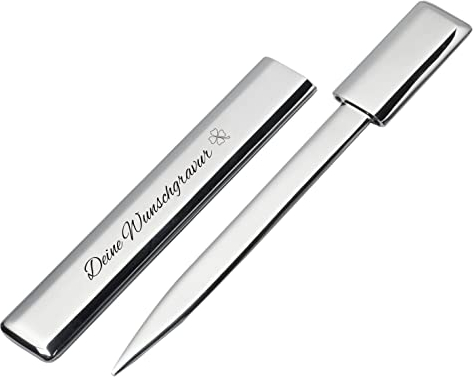 Schmalz® Formschöner Brieföffner ERMESINDE mit Gravur aus Metall, inkl. Gravur rechteckig Silber glänzend neu (mit Gravur)