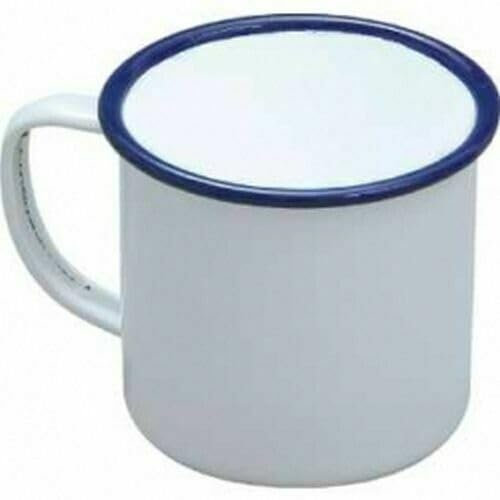 Falcon Enamel Classic Traditional White Mug Cup Tea Coffee Tin Garden Camping Picnic 8cm (284ml) and 9cm (340ml) (6, 9cm (340ml))