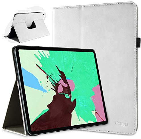 doupi Deluxe Custodia per iPad PRO (12,9 Pollici) 2018, 360 Gradi Rotable Protezione con Smart Funzione Sleep/Wake Up Etui Stare in Piedi Protettiva, Bianco