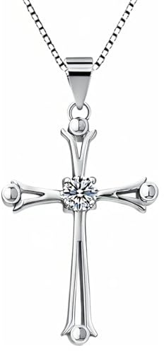 lulipila Silber Kreuz Kette Anhänger, 925 Sterling Silber Halskette Anhänger, Damen Anhänger mit Zirkonia, Damenkette, Schmuck, Halsschmuck