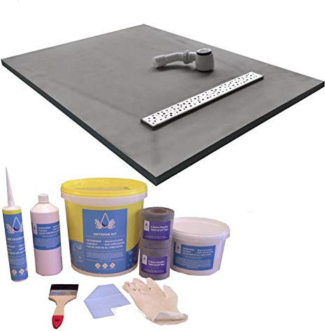 Nassboards Complete Linear Tile Base Tray & Waste System (Y/L) - Waterproof Watertight Design with Drain, Installation Guide, Including Sealing Tape, Grate, XPS Quality Standard Base, Gradient Ready