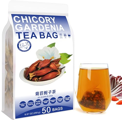 Plant Gift Chicory Gardenia Tea Bags 8.81oz (5g*50bags) Pueraria Lobata, getrocknete Lilie, chinesische reine Natur, Gesundheitspflege gemischter Tee, Kombination von Blumen Tee 250g 菊苣栀子茶