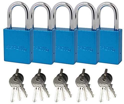 SEPOX® 5 schloss mit eine schlüssel 38mm vorhängeschloss für den außenbereich gleichschließend wetterfest blau vorhängeschloss 5 schlösser gleichschließend draußen