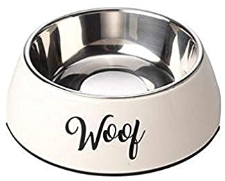 House Of Paws Grey Woof 2 in 1 Dog Bowl, Medium