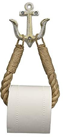 ROXLLGJC nautischer Toilettenpapierhalter mit Metallhaken für Badezimmer-Dekoration (weiß)
