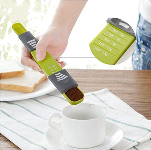 MoonyLI Cuchara medidora ajustable 9 en 1, juego de medidas grabadas para cocinar, asistente de cocina (verde)