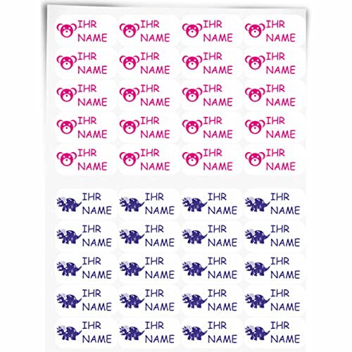 INDIGOS UG - Namensaufkleber Kinder Schule - 30 Sticker - 23x12mm - Namensschilder für Wäscheetiketten - Aufkleber selbst gestalten - kein bügeln für Textilien personalisiert T-Shirt, Sportbekleidung