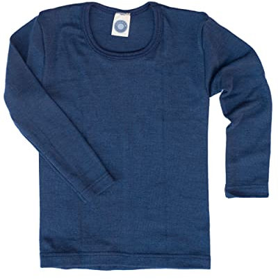 Cosilana, Kinder Unterhemd Langarm, 70% Wolle (kbT), 30% Seide (Uni Marine, 152)