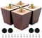 CtopoGo Lot de 4 Pieds de Meuble carrés en Bois Massif avec boulons pré-percés, vis et Coussinets en Caoutchouc. (4/ 10cm, Noyer)