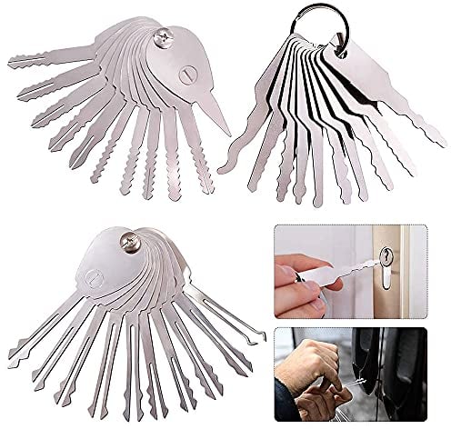 30-teiliges Lockpicking Set, Edelstahl-Multifunktions-Türschloss Schlüssel, Dietrich Reparaturwerkzeug, Passend für Elektroautoschlösser, Aktenschränke, Autodrehscheiben und Türen(Flexibel und weich)