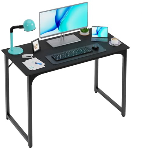 PayLessHere 100cm Black Computer Desk | Metal Frame Small Home Office Writing Desk ideal desk for daily study office work