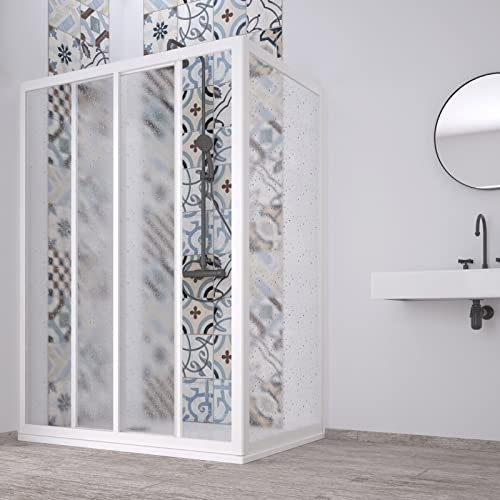 Decorspace Box doccia angolare Acril in Acrilico con profili in PVC apertura centrale riducibile Made in Italy Garantito 10 Anni (80 X 140 cm)