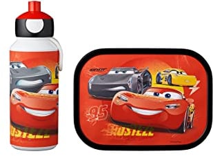 Mepal - Lunch-Set Campus - Lunch-Set für Kinder mit Pop-up Trinkflasche & Lunch Box - Lunch-Set für die Schule oder unterwegs - Spülmaschinenfest & BPA-frei - 400 ml + 750 ml - Cars