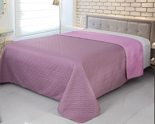 Jenny Sesal LARA trapuntino copriletto primaverile/estivo in tinta unita, double face disponibile singolo, matrimoniale e piazza e mezza (Rosa, Matrimoniale)