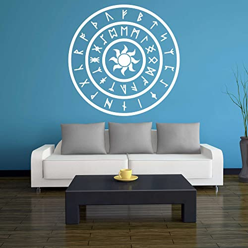 INDIGOS UG - Wandtattoo Wohnzimmer - Wandaufkleber Wikinger - Viking - Sonne - nordisch - Mythologie - 40x 40 cm - Weiss - Aufkleber Kinderzimmer Schlafzimmer Küche Badezimmer Büro Dekoration