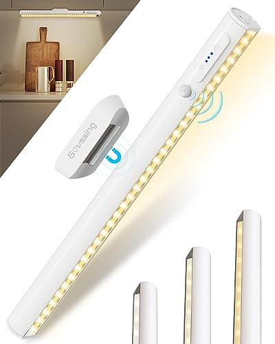 GOVSSING Unterbauleuchte Küche LED mit Bewegungsmelder - 5W 4000mAh Schreibtischlampe mit Batterieanzeiger, Dimmbar und 3 Farben, Speicherfunktion, USB-C Beleuchtung für Kleiderschrank, Treppe