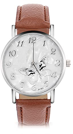 Tbest Reloj, Günstige Damenuhren Modische Pu-Lederband Quarzuhr Damen Weiblich Analog Armbanduhren Weiß (Kaffee)