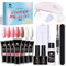 Ongle Gel Kit Complet, Layhou 7 Couleurs Kit Ongle Gel Complet, Kit Ongle Gel avec 12W Lampe UV Base et Top Coat, 100 Faux Ongles, Kit Vernis Semi Permanent, Cadeau Femme, Cadeau Nouvel An