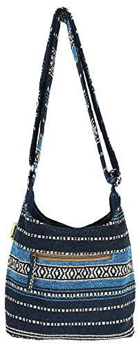 Sunsa Damen Umhängetasche. Hobo Tasche aus gewebter Baumwolle mit verstellbare Henkel. Crossbody Schultertasche mit Streifen Design. Geschenkideen für Frauen