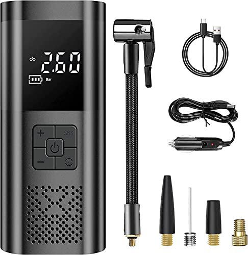 SERVOMASTER Compresor Aire Portatil, Mini Compresor De Aire, 150PSI 12V DC Bomba De Aire para Neumáticos con Luz LED para Coche Moto Bicicleta Bola