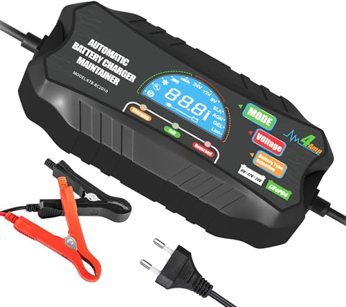 MOUDENSKAY Chargeur de Batterie Voiture,Chargeur de Batterie Intelligent 6V 12V 24V, Mainteneur de Batterie pour Voiture,Moto,Batterie Plomb Acide,SLA,Gel,AGM,LiFePO4
