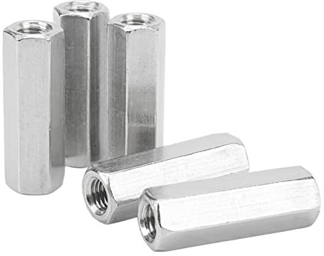 Sechskant-Kupplungsmutter, Hohe Mutter, Lange Stangenmutter, Sechskanthülsenmutter, Abstandshalter, Gewindebefestigung, Edelstahl 304, M12 X 1,75, Länge 60 Mm, 5 Stück