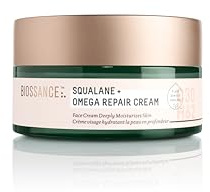 BIOSSANCE Squalane + Omega Repair Cream - Ultra-Moisturizing Face Cream | Skin care with hyaluronic acid, ceramides, and squalane, ideal for dry & sensitive skin, intense hydration moisturizer, 100ml