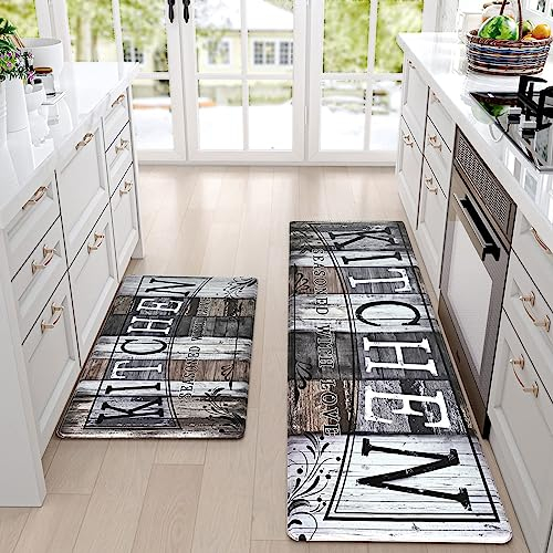 Yugarlibi Alfombra de cocina de PVC, 2 unidades, antideslizante, lavable, alfombra de cocina, 10 mm de grosor, antifatiga, impermeable, resistente al aceite, suave, para cocina, comedor, pasillo, 44 x
