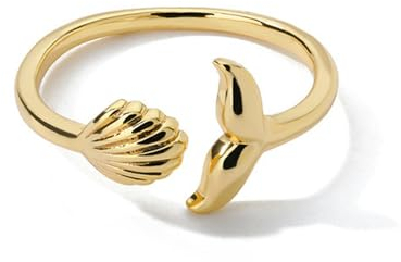 NEDOES Boho Schmuck Silber Farbe Meerjungfrau Schwanz Manschette Ring für Mädchen mit Seewal Fischschwanz Bague Muschel Ringe romantisch